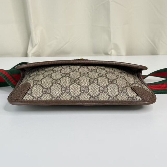 Gucci GG Logo Supreme Neonoe Vintage Bum Bag with Iconic Red & Green Straps - Picture 6 of 11